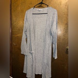 Plus Size 3X Light Heather Gray Long Cardigan